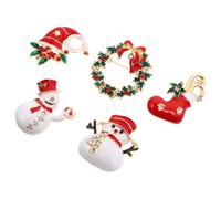 PRETYZOOM 5 Pcs Christmas Brooch Alloy Clothes Decor Pin Snowman and Christmas Boots Design Decorative Fashion Accessory Bright Luster Dressing up Props Color