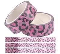 PRETYZOOM 5 Rolls Animal Print Paper Tape Self-Adhesive Decorative DIY Craft Tapes Leopard Pattern for Scrapbooking, Handbook, and Wrapping in Pink and Black-White Colors