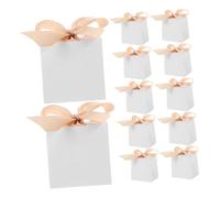 PRETYZOOM 50 Sets Mini White Favor Boxes with Ribbon Small Treat Boxes for Candy Cookies and Weddings Birthdays Showers and Valentines Day Celebrations