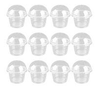PRETYZOOM 50pcs 250ml Fruit Cups with Dome Lid - Clear, Disposable Dessert & Salad Cups for Kids' Parfaits & Ice Cream