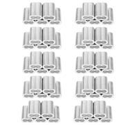 PRETYZOOM 50pcs Aluminum Wire Rope End Sleeves with Double Hole Design, 6mm Cable Fastening Ferrules for Steel Wire Rope and Cable, Prevents Slippage with Internal Textures, for Static