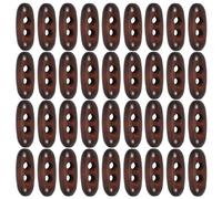 PRETYZOOM 50pcs Wood Oval Buttons Double Sewing Toggle Buttons for Crafts Sweaters Coats Garment Fasteners