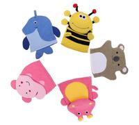 PRETYZOOM 5pcs Bath Mitt Set Cartoon Animal Exfoliating Gloves for Body Scrubbing Soft Bath Sponge Mitts Cute Elephant Bee Hippo Penguin Grizzly Designs