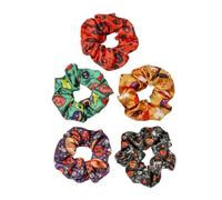 PRETYZOOM 5pcs Halloween Pumpkin Fabric Scrunchies Hair Ties Large Intestine Ponytail Holders Colorful Hair Accessories for Women Party Ornament Assorted style