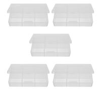 PRETYZOOM 5pcs Jewelry Organizer Boxes with 6 Compartments Storage Case for Beads and Small Items Dustproof Multi-compartment Organizer Suitable for Travel and Vanity