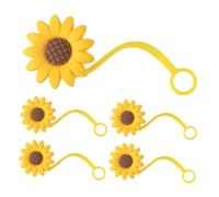 PRETYZOOM 5pcs Silicone Sunflower Straw Caps Reusable Dust Straw Covers for Tumblers Bottles Travel Outdoor Use Washable Accessories