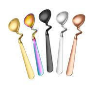 PRETYZOOM 5pcs Stainless Steel Coffee Spoons with S-Shaped Bent Handles for Honey Jam Dessert Yogurt Stirring Multipurpose Mixing Utensils for Home Cafe Hotel Use