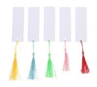 PRETYZOOM 5pcs Sublimation Bookmark Blanks with Colorful Tassels, Aluminum Material, Rectangle Double-Sided Design, Easy to Carry for DIY Projects and Reading at School Or Office