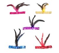 PRETYZOOM 5pcs Vintage Plume Flapper Headbands Set, Elastic Plumage Hair Accessories for 1920s Dance Party, Roaring Twenties Headwear for Women, Multi-color Decorative Head Decorations
