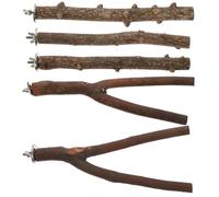 PRETYZOOM 5pcs Wooden Bird Stand Perch Branch Rods for Parrots Cage Accessories to Increase Pets Activity Space, Fixed on Cage for Parrot Toys and Budgie Perches