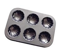 PRETYZOOM 6-Cup Non-Stick Carbon Steel Shell-Shaped Cake Mold Baking Tray for Household Oven Use, Sturdy DIY Bakeware Tool for Cookies and Desserts