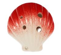 PRETYZOOM 6-hole Shell Shaped Ceramic Ocarina in Red for Children and Beginners, Creative C Major Folk Wind Instrument for Music Practice and Learning