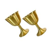 PRETYZOOM 6 Pcs Brass Chalice Cups Compact Offering Wine Goblets Sturdy Decorative Metal Temple Drinkware for Home and Ritual Use