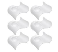 PRETYZOOM 6 Pcs Ceramic Egg Cups White Wave-Shaped Serving Trays for Holding Boiled Eggs and Mini Appetizers Easy to Clean for Kitchen and Dining Use