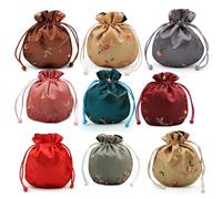 PRETYZOOM 6 Pcs Chinese Style Brocade Drawstring Bags Embroidery Coin Purse Fillet Fruit Style Easy Open Close Keep Things Safe for School and Shopping Color
