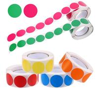 PRETYZOOM 6 Rolls of Colored Dot Stickers Self-Adhesive Round Labels 500 Stickers Per Roll Organizing and Coding for Documents and Storage Boxes