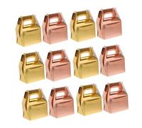 PRETYZOOM 60pcs Wedding Favor Candy Boxes with Handle Rose Gold and Gold Paper Packaging Mini Treat Boxes for Snacks Cookies Bridal Shower Shower Birthday