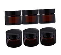 PRETYZOOM 6Pcs 50G Glass Cream Storage Jars with Sealed Lids, Refillable Cosmetic Sub-Bottles for Travel Toiletries and Skincare Paste, Portable Containers for Beauty Personal Care