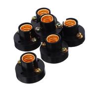 PRETYZOOM 6pcs Black Bakelite E12 Screw Bulb Socket Lamp Holders, Small Round Flat Head Lamp Base Accessories for DIY Lighting and Laboratory Use, Flexible Replacement for Improved