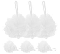 PRETYZOOM 6pcs Compact Bathing Ball Wear-Resistant Quick-Drying White Shower Sponge with Pe and Cotton Rope Simple Design for Household Bathing