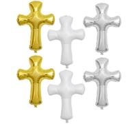 PRETYZOOM 6pcs Cross Shape Baptism Balloons Decorative Aluminium Foil Balloons with Three-dimensional Sense and Eye-catching Design for Confirmations and Funerals