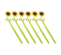 PRETYZOOM 6pcs Cute Silicone Sunflower Gel Pens Set, Simulated Floral Writing Ink Pens for Students, Office and School Use