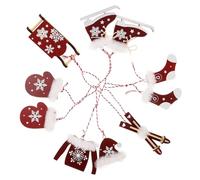 PRETYZOOM 6pcs Festive Ski-theme Christmas Tree Ornaments Mini Xmas Decorations Skis Hats Coats Sleds Wooden Baubles Set for Christmas Tree Hanging