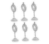 PRETYZOOM 6pcs Metal Crucifix Cross Standing Christian Cross Tabletop Holy Jesus Statue Silver Zinc Alloy Artistic Craftsmanship Versatile Placement Spiritual Anchor for Studies and Tabletop