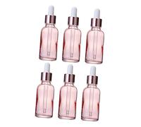 PRETYZOOM 6Pcs Peach Pink Glass Liquid Dropper Bottles with Rose Gold Ring Essential Oil Pipette Bottles for Travel Cosmetics and Perfume Accurate Drop Control and Tight Sealing