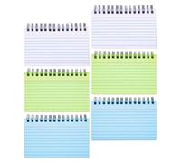 PRETYZOOM 6pcs Spiral Ruled Index Cards 3x5 Memo Pads with White, Blue, Green Covers - Small Paper Notepads for Office, School Study and Quick Notes