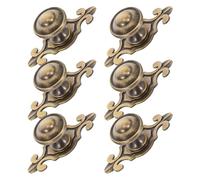 PRETYZOOM 6pcs Vintage Brass Cabinet Knob with Backplate, Single Hole Round Drawer Pull for Kitchen and Bathroom, Elegant European Design with Easy Installation and Versatile Use