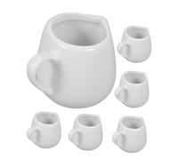 PRETYZOOM 6pcs White Ceramic Mini Sauce Boat with Handle Small Porcelain Creamer Pitcher for Coffee Milk Gravy Syrup Stylish Table for Kitchen Breakfast Bar and Parties