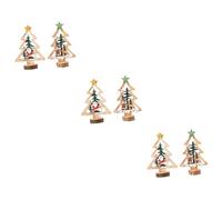 PRETYZOOM 6pcs Wooden Christmas Ornaments Tiered Tray Decor Tabletop Tree Decor Dinner Table Xmas Home
