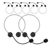 PRETYZOOM 7Pcs Black Fake Microphone Headset Prop for Cosplay and Party Decorations, Plastic Broadcast Microphone Earpiece for Singer Dress Up and Music Concert Accessories