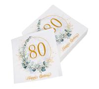 PRETYZOOM 80pcs Greenery Paper Napkins with Eucalyptus Leaf Design Disposable Birthday Party Napkins for Outdoor Picnic Spring Summer Events Soft and Absorbent Dinner Serviettes
