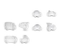 PRETYZOOM 8pcs Assorted Colour Plastic Cookie Cutter Mold Set Spring Mechanism for DIY Biscuit Baking and Cake Decorating, Safe and Easy to Clean Cartoon Cookie Cutters for Family