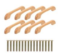 PRETYZOOM 8pcs Beech Wooden Cabinet Handle Pulls with Screws for Chest Wine