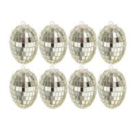 PRETYZOOM 8pcs Easter Hanging Eggs Decorations Set, 4x6cm Silver Mosaic Foam Filled Eggs for Easter Tree and Spring Home Party Ornaments