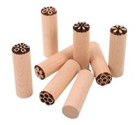 PRETYZOOM 8Pcs Hand Carved Wooden Embossed Stamps for Clay Pottery DIY, Floral Pattern Wood Carving Seal Set for Crafting, Scrapbooking, and Ceramic Modeling