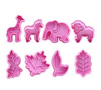 PRETYZOOM 8pcs Jungle Animal Cake Fondant Mold Tropical Cookie Cutter Hawaiian Leaves Sugar Cutters for Jungle Animals Birthday Cake Cupcake Decorations Tools