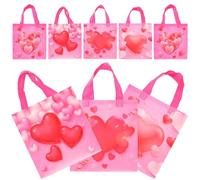 PRETYZOOM 8pcs Non-woven Bags for Valentine's Day Small Party Favor Tote Bags Lightweight Sturdy Reusable with Bottom for Birthdays and Crafts