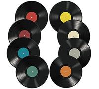 PRETYZOOM 8pcs Vinyl Record Decoration Fake Vinyls Home Decor Retro Room Decor Music Room Decorations Records Decorations Trendy Decor Vinyl Record Stickers Music Records Bracket PVC Mini
