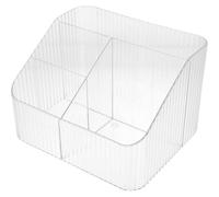 PRETYZOOM Acrylic Desktop Organizer with Compartments 7.09 X 5.83 X 4.72 in Table Compartment Organizer for Remote Controls Cosmetics Stationery Office Storage Boxes for Home Bedroom Bathroom