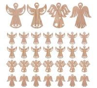 PRETYZOOM Angel Wing Unfinished 50pcs Wooden Angel Wing Shaped Hanging Ornaments Tag for Wedding Birthday Christmas Decorations