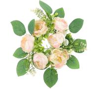 PRETYZOOM Artificial Flower Candle Wreath Peony Candle Ring Indoor Wreath Table Centerpiece for Home Wedding Party Spring Decor 10.24 X 10.24 X 2.36In