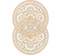 PRETYZOOM Bag Material Floral Hollow Wooden Bottom 2pcs Pattern Round Base Weaving Making, Soft Feel Synthetic for Basket and Crochet Craft and Home Decoration