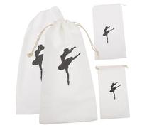 PRETYZOOM Ballet Shoe Bags Sturdy Polyester Material with Drawstring Design White 4pcs for Organizing and Carrying Dancing Shoes Large Storage Space