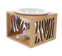 PRETYZOOM Bamboo Essential Oil Burner Ceramic Tealight Candle Holder Aroma Diffuser for Office Home Decor