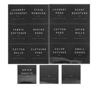 PRETYZOOM Bathroom Labels for Containers Laundry Room Storage Stickers Minimalist Black Paper Waterproof Organization Versatile Use for Homes and Travel