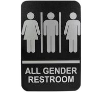 PRETYZOOM Bathroom Sign with Braille Restroom Signs Gender Neutral Toilet Wall Decor Black Abs Material Simple Chic Style Long Time Use Easy to Fix Suitable for Blind Users